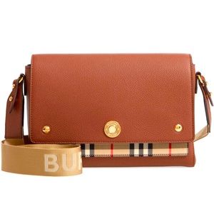 Gorgeous Burberry Brown Leather & Checks Crossbody. NWT. Authenticity guaranteed